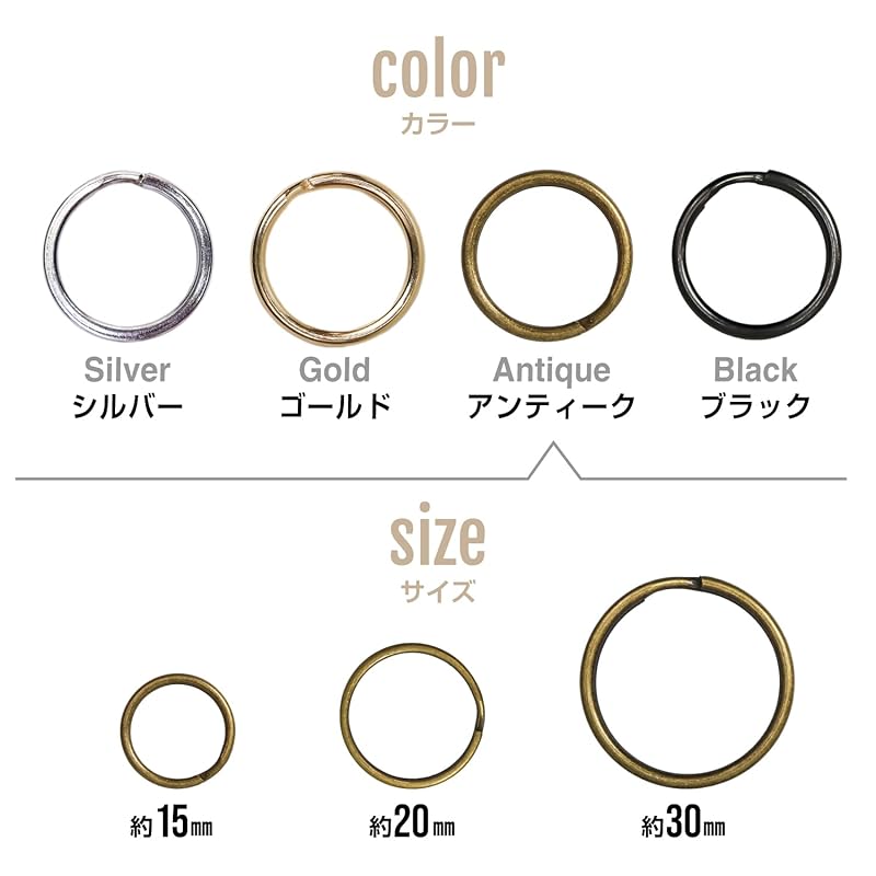 key ring Outer diameter approximately 20mm 10 pieces key ring ring Metal fittings parts key double ring lightweight Loss prevention antique gold strap