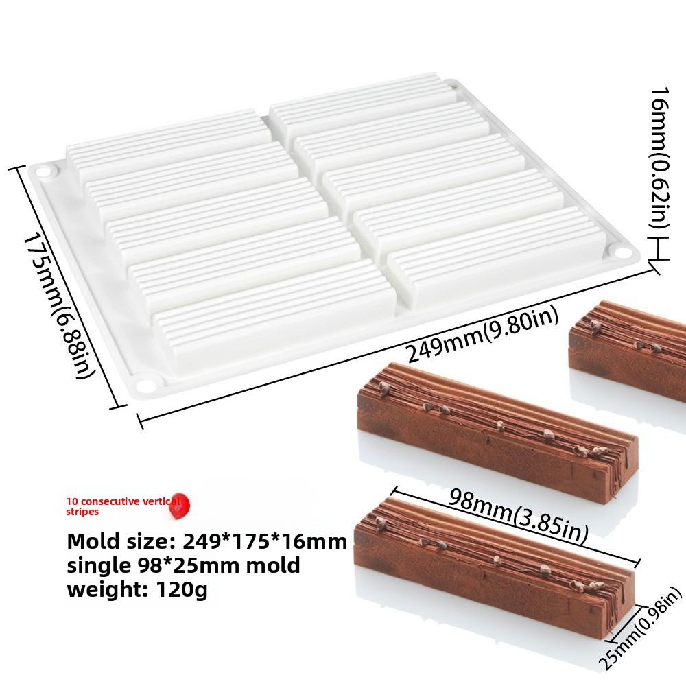 

Chocolate Bar Stripes Silicone Molds for Baking Rectangle Silicone Candy Granola Bar Pastry Butter Mold Kitchen Decoration Mould