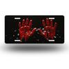 Tin Sign  Bloody Handprints License Plate Vintage Durable Metal Plaque Wall Decor Horror Themed Man Cave Wall Art