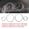 For E39 5 Series E38 7 Series E53 X5 1994-2006 4pcs Dash Dashboard Dial Rings Bezel Trim Ring Speedometer Gauge AC Trim Cover