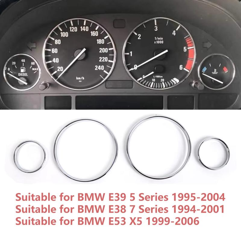 For E39 5 Series E38 7 Series E53 X5 1994-2006 4pcs Dash Dashboard Dial Rings Bezel Trim Ring Speedometer Gauge AC Trim Cover