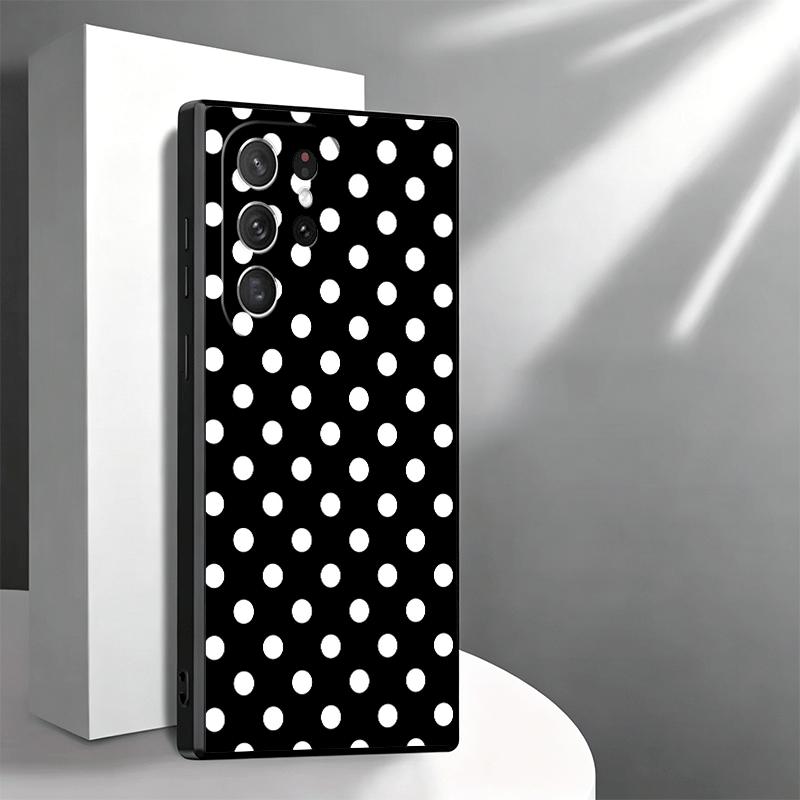 Polka Dots Art Fashion Desgin Soft Phone Case for Samsung Galaxy S26 S25 Edge S24 Ultra S23 Plus S22 S21 FE S20 Black Cover Back