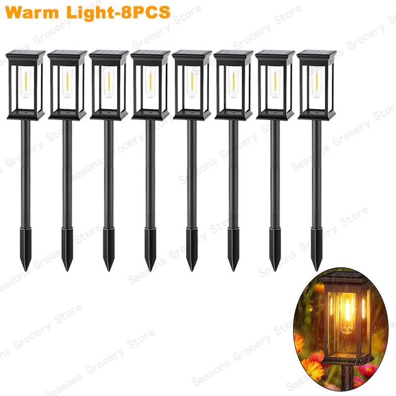 Solar LED Walkway Lights Outdoor Waterproof Durable Tungsten Warm Light Garden Patio Driveway Sidewalk Splice Decorative Lights