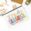 Teacher Flower Print Pencil Case Travel Makeup Bag School Stationery Supplies Storage Bags Wash Pouch Cosmetic Bags Teacher Gift