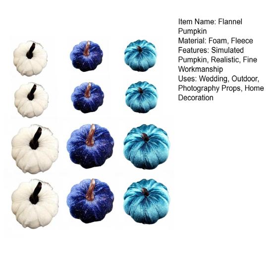 12 Pcs Velvet Foam Pumpkins Simulated Soft Reusable Ultra-light Fall Harvest Thanksgiving Halloween Decoration