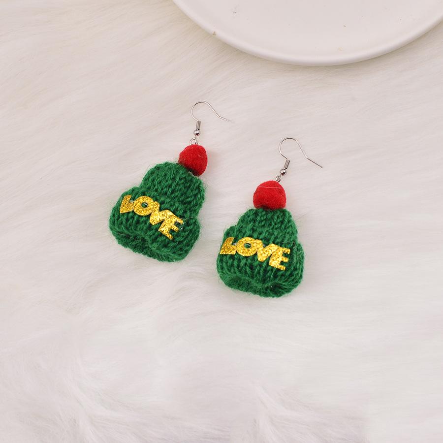 Creative Christmas Mini Wool Hat Earrings - Cute Winter Holiday Decoration