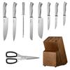 Kitchen Knife Set with Block and Sharpener, 15 Piece German High Carbon Stainless Steel Sharp Knife Set, Kitchen Cutlery with Ergonomic Handle,