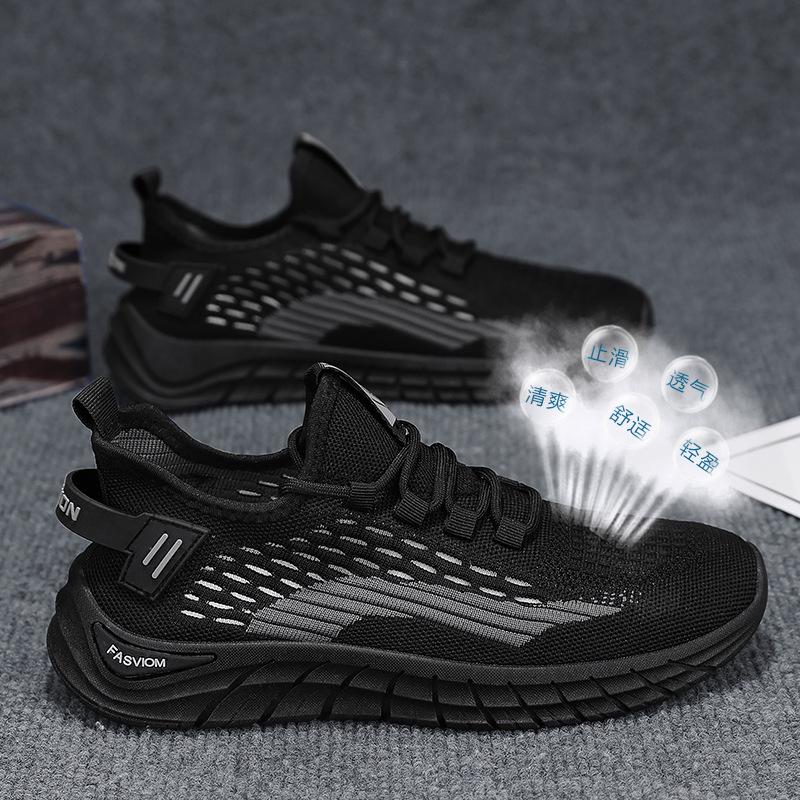Spring New Men's Shoes Breathable Mesh Fly-woven Casual Shoes Versatile Running Sports Shoes Trendy Coconut Shoes