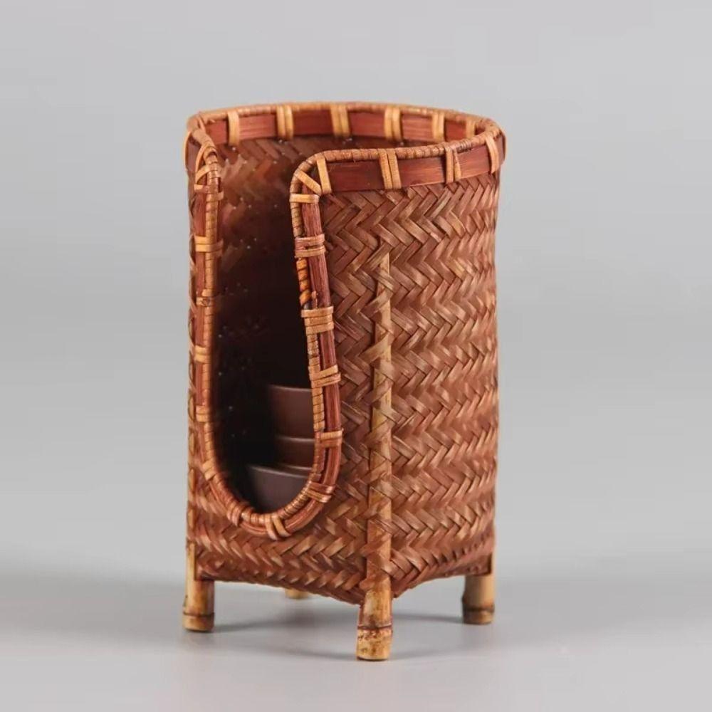 Retro Cup Holder Rack Handmade Paper Cup Dispenser Multipurpose Tea Cup Storage Basket  Countertop