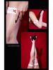 Little Matchmaker White Silk Lace Bow Thigh-High Socks with Red Trim