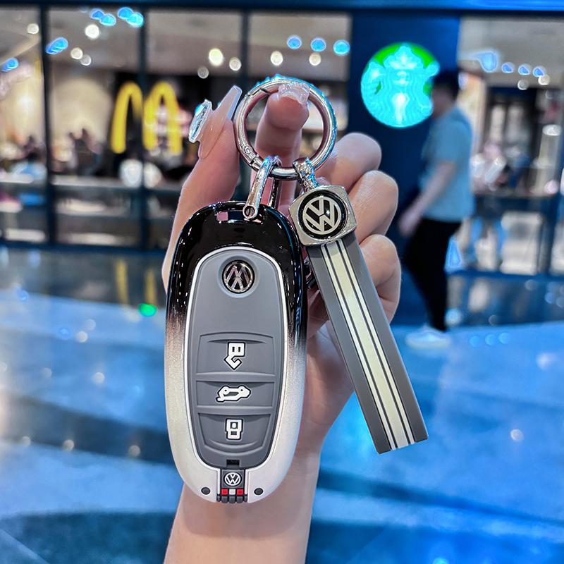 Valve Stems Caps For VOLKSWAGEN VW Zinc Alloy Car Smart Key Case Cover Keychain Shell For VW Volkswagen Touareg 2011 2012 2013 2 BHN1