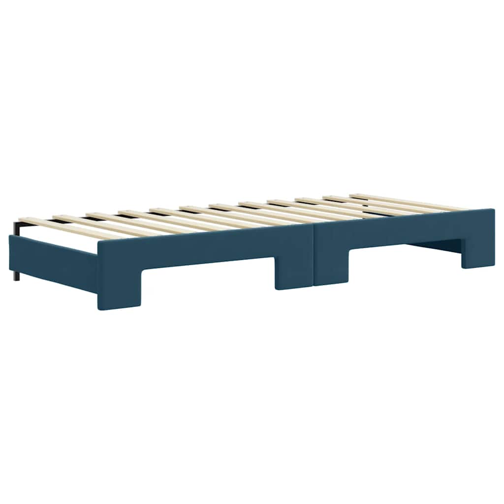 Extendable Daybed with Drawers Blue 90x200 Cm Velvet