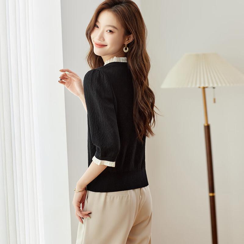 Srcr Women's Jacquard Thin Wool Knit Top