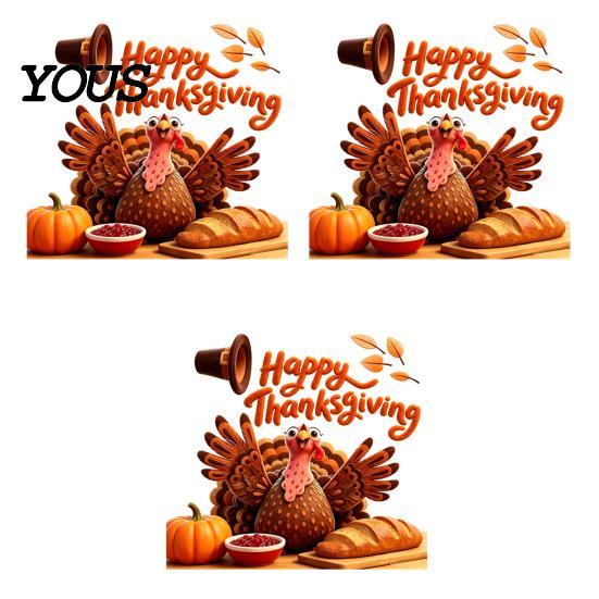 Seasonal Party Supplies Autumn Thanksgiving Turkey Window Static Sticker, Decorative Removable PVC Decals, Harvest Festival Art Theme Wall Clings