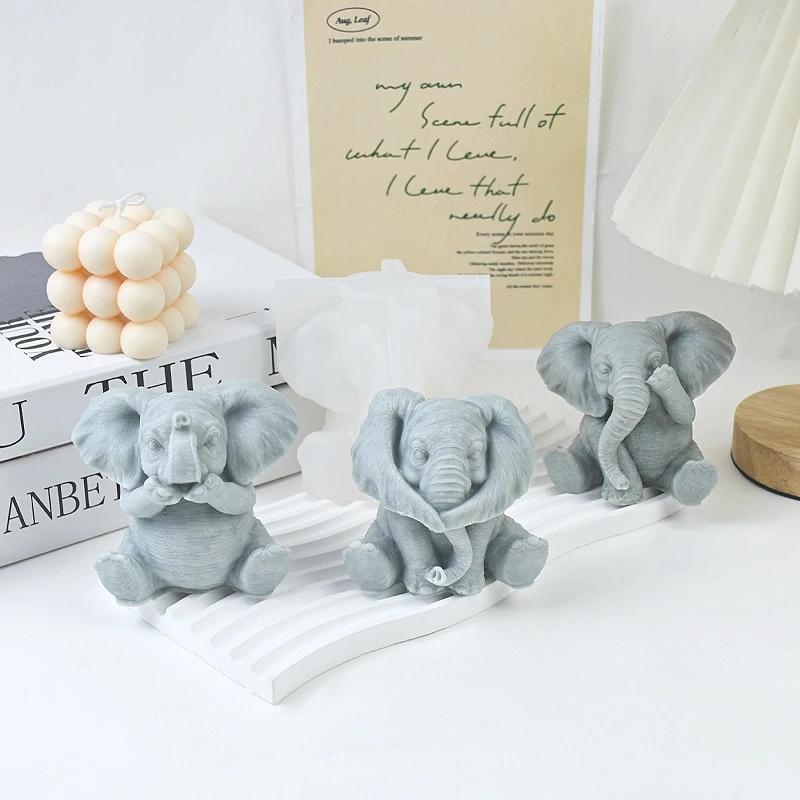 A Top Quality Set of 3 DIY Animal-Shaped Candle Molds Silicone Elephant Scented Decorative Crafts for Home