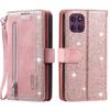 For Motorola Moto G56 5G Case 9 Card Slots Zipper Wallet PU Leather Phone Cover with Wrist Strap