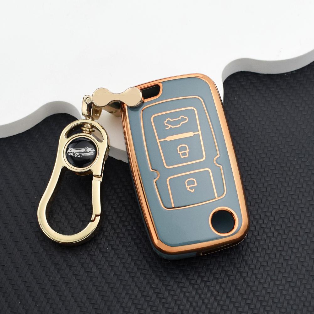 Car Key Fob Case for Geely Emgrand EC7/EU7/GC5/GC6/EC8/EC718/EC715 - Protective Key Cover Holder with Key Chain Auto Accessories