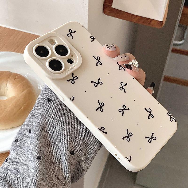 Polka dot bow graphic phone case for iPhone 16 15 14 13 12 11 x XR Xs SE2 SE 8 7 plus pro Max mini silicone back cover