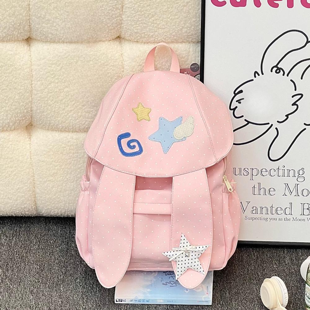Wave Point Rabbit Ears Bag Cute Fresh Mochila Student Mochilas Mujer 2026 New Backpacks Teenage Girls Backpack Bolsas Feminina
