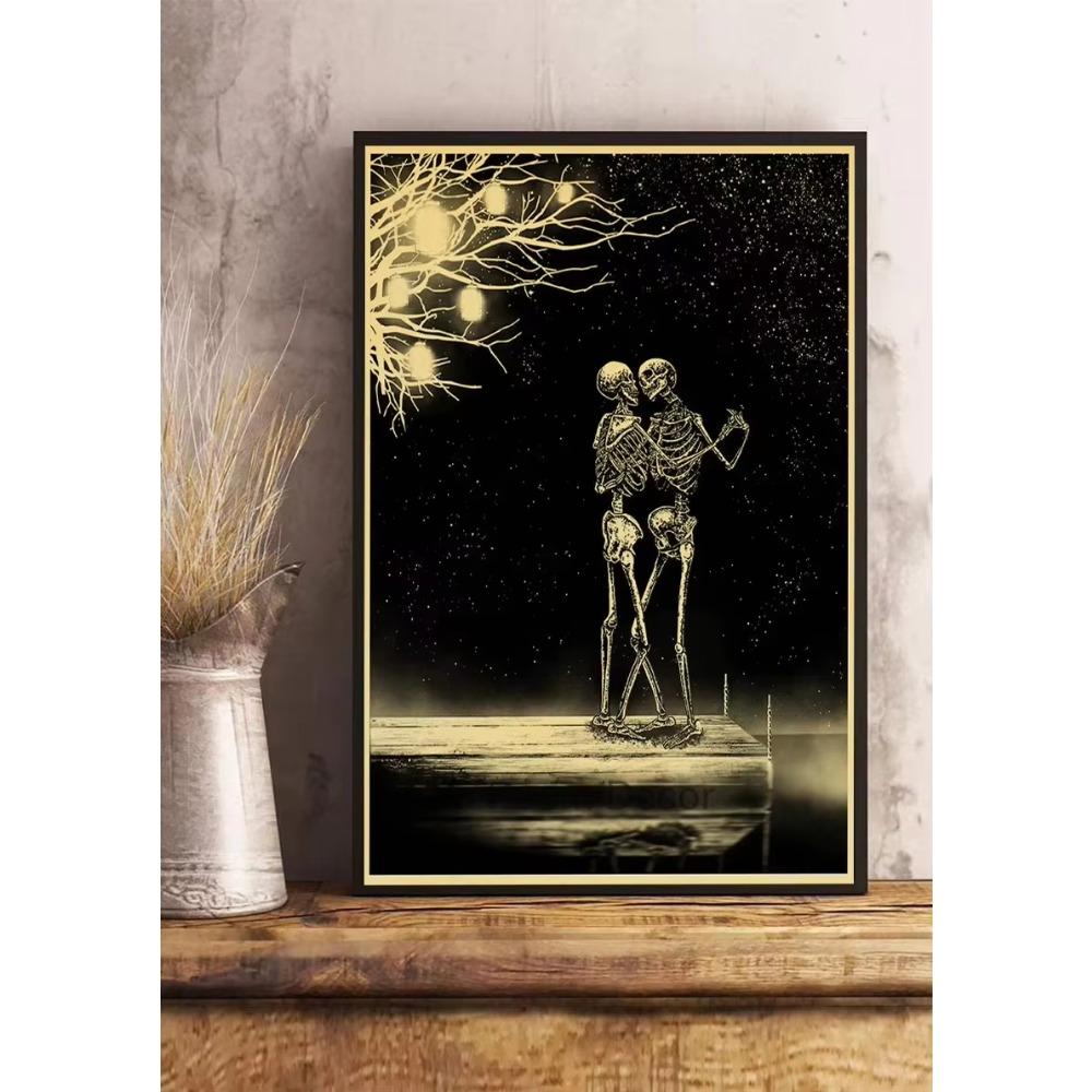 Simple Skull Posters Vintage Kraft Paper Prints Nostalgia Wall Sticker Home ation Bedroom Painting Fashion Bedroom Paint