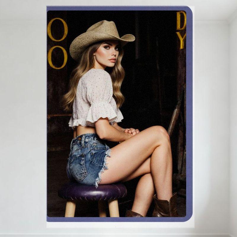 

Sexy Blonde Cowgirl with Wavy Hair Tin Sign - Vintage Wooden Structure Metal Poster for Bar Pub Home Decor - 8x12 Inch 20x30cm（7.8x11.8inch）