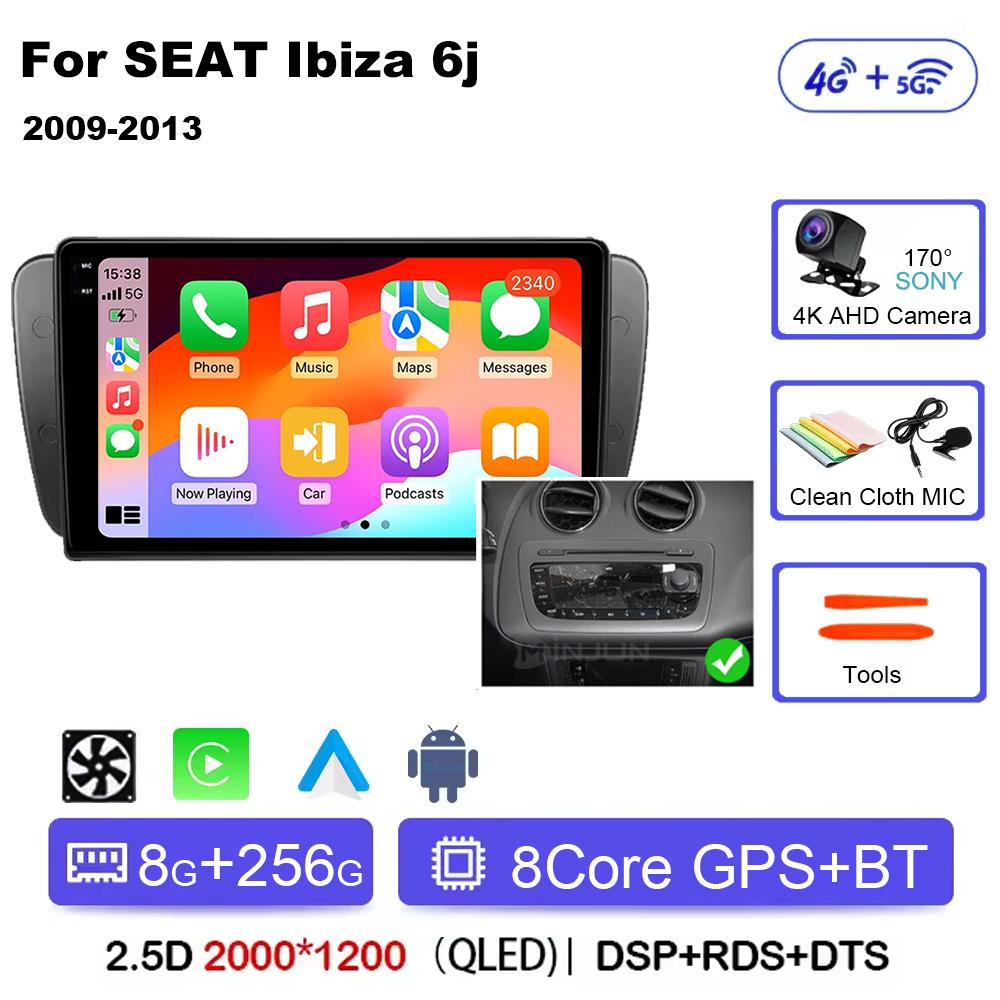 9 Inch Android 14 Qualcom Car Multimedia Player For SEAT Ibiza 6j 2009 2010 2011 2012 2013 Wireless Carplay Android Auto 4G