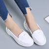 Cowhide air cushion nurse shoes shallow mouth women's shoes wedge heel flat casual shoes women's velvet mother shoes single shoes