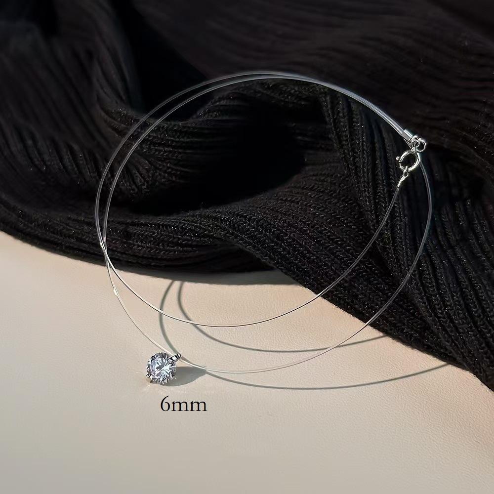 

Exquisite Temperament Moissanite Zircon Pendant Transparent Invisible Fishing Line Necklace for Women Luxury Charm Zircon Gifts