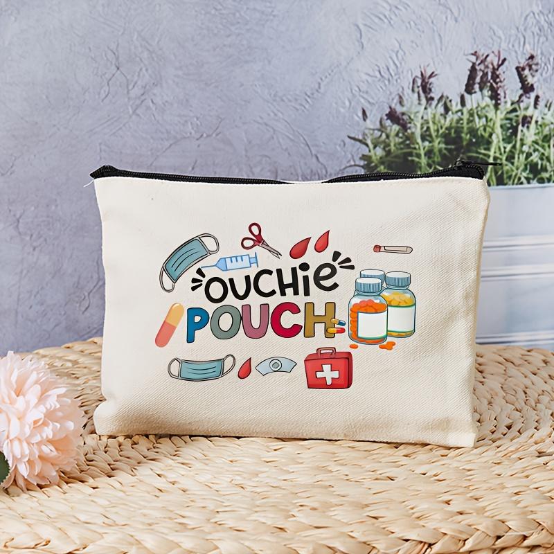 

Ouchie Pouch Canvas Zipper Bag – Black with Colorful OUCHI Print, Versatile Travel Organizer for Cosmetics & Essentials, Unisex Design