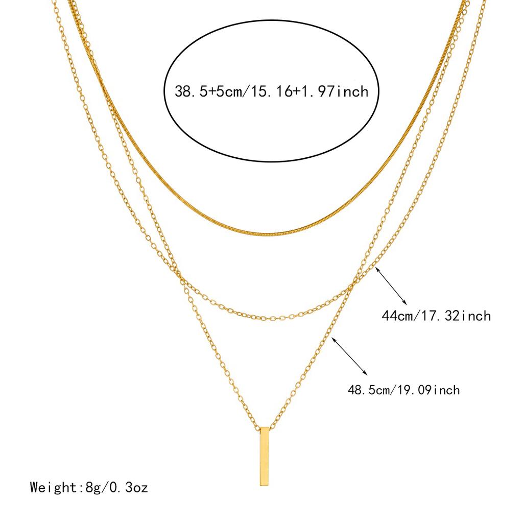 316L Stainless Steel Punk Multi-layer Metal Bar Pendant Necklace For Women Fashion Clavicle Collarbone Jewelry Not Fade Gift