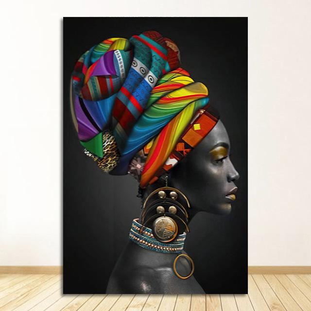 African Art Woman Canvas Painting Wall HD Picture Beauty Girl Scandinavian Posters and Prints for Living Room Home Decor Cuadros