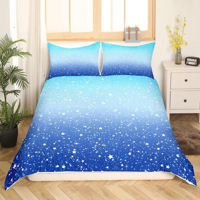Blauer Ombre Bettbezug Queen Size Ozean Meerblau Weiß Farbverlauf Einfarbig Weiches Bettwäscheset Moderne Abstrakte Kunst Bettdeckenbezug