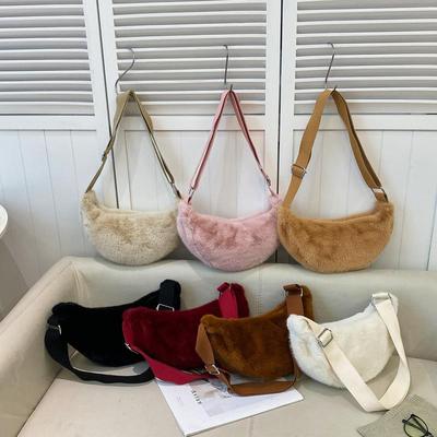 Women Crossbody Plush Bag Autumn Winter Hairy Hobo Bag Casual Versatile Shoulder Bag Fashion Lightweight Underarm Bag