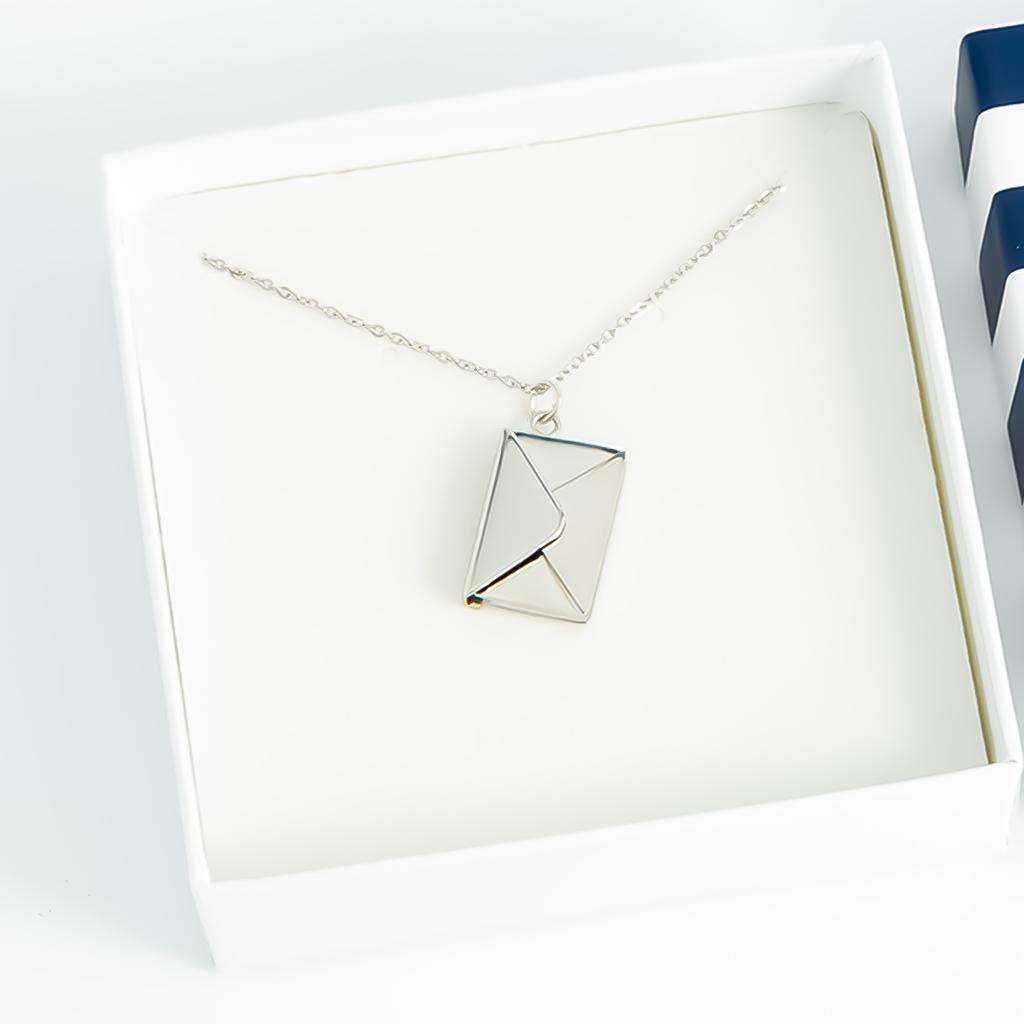 Love Card Envelope Pendant Women's Fashion Valentine's Day Stainless Steel Jewelry Gift Exquisite Gift Box Necklace