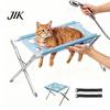 Breathable Mesh Dog Hammock Grooming Hammock, Stainless Steel Foldable Stand, Cat Washing Station, 8-Hole Convenient Pet Table for Cats Dogs Bathing &
