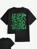 Letter Graphic Printed T-Shirt Men Summer Fashion Street Trend Cotton Short Sleeve Loose Comfortable Crew Neck Top Mens Clothing
