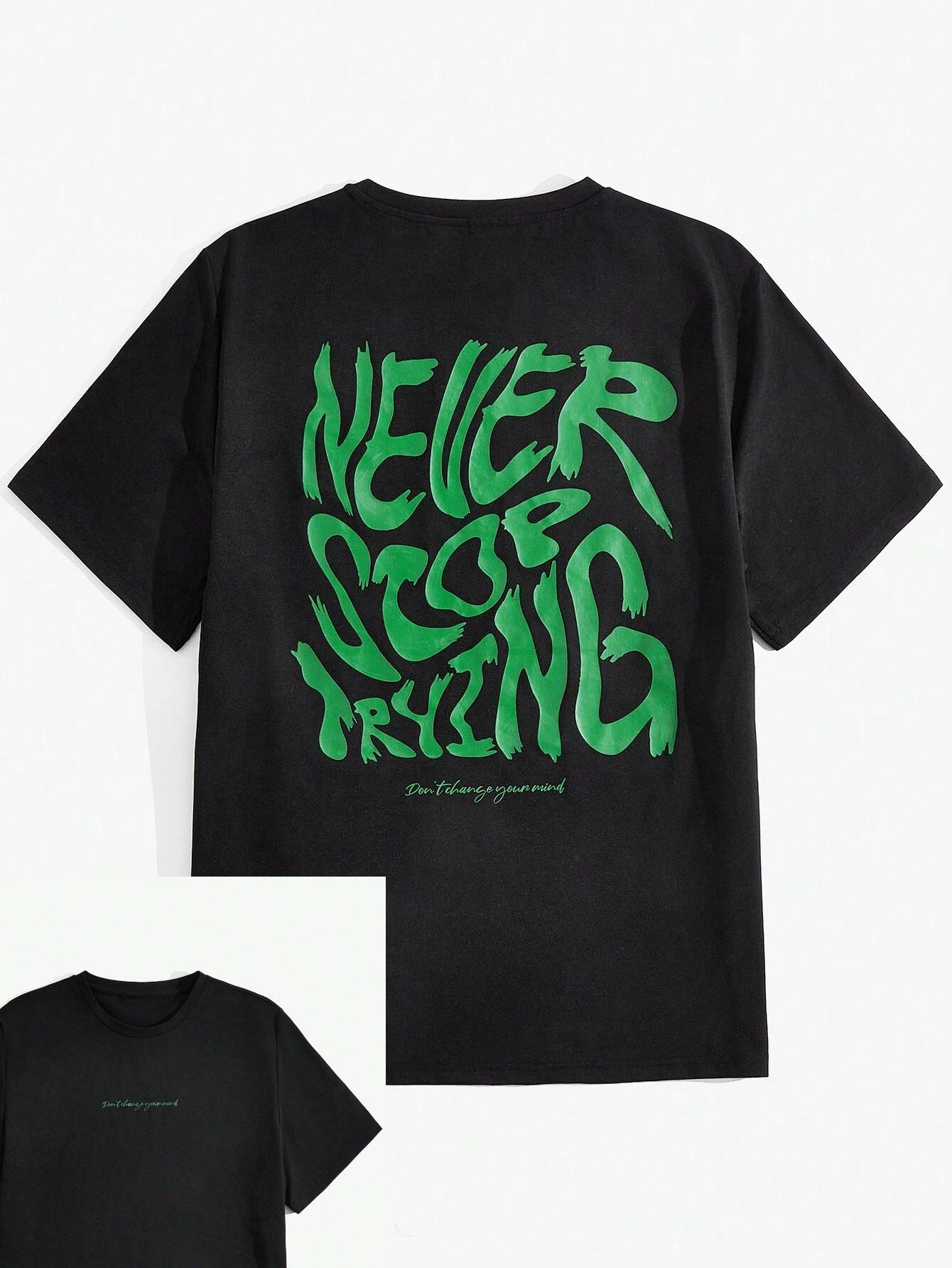 

Мужская футболка с принтом в виде букв, летняя модная уличная трендовая хлопковая с коротким рукавом, свободная, удобная, с круглым вырезом, мужская одежда 4XL