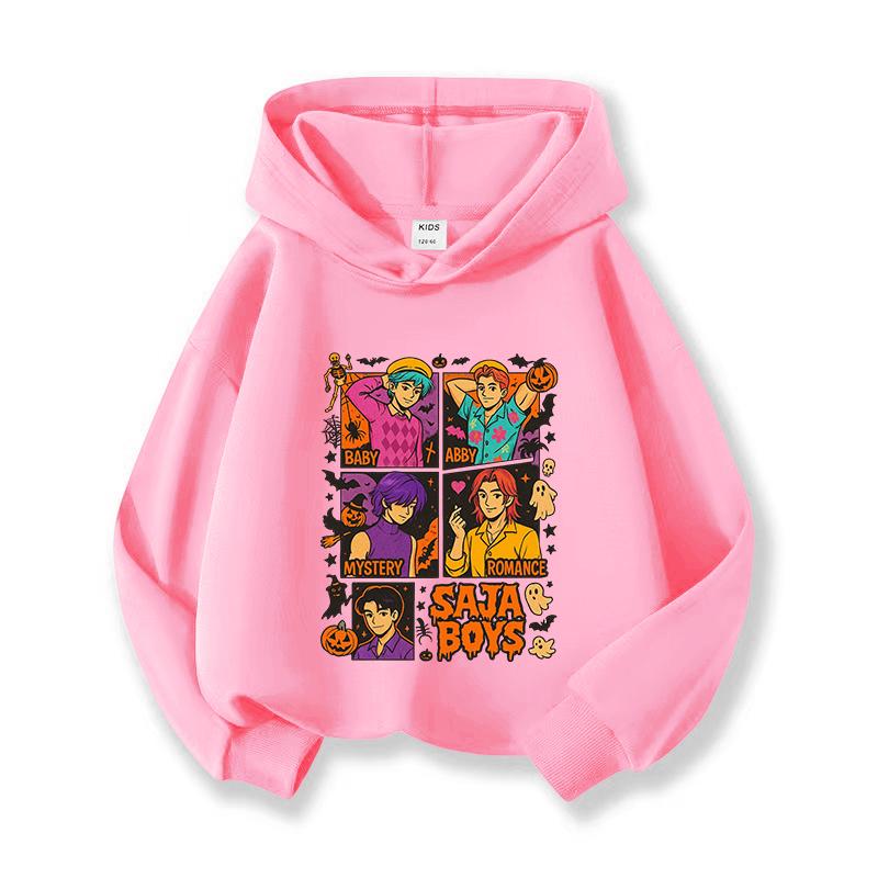 Kpop Witch Hunt Girls' Hoodies, Children's Spring and Autumn Hoodies, Fashionable and Versatile Cartoon Style Printed Thin Sweatshirts