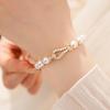 Gold Buckle Zircon Pearl Beaded Bracelet - Retro French Luxury Hand Jewelry