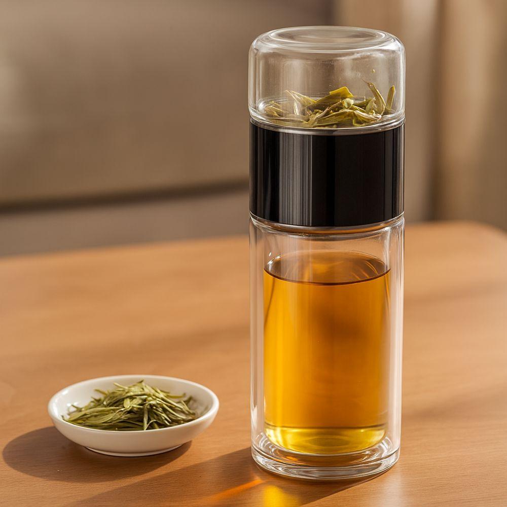 Double Layer Tea Water Separation Cup 350ml Tea Infuser Bottle Glass Tea Water Bottle  Home