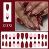 Burgundys Shimmers Press On Nail French Tip Floral Design Quickly Application Plastic Fake Nail For Weddings Parties Daily Use