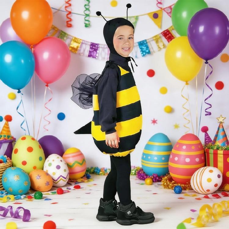 Honeybee Costume Bees Antenna Headband Cap Bumble Bees Wing Tunics 3pcs Bees Costume Kit for Halloween Cosplay Party