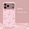 Fashion Pink Heart Bow Pattern Pink Metallic Glass Phone Case For iPhone 17 16 15 14 13 12 11 Pro Max 15 14 Plus 17Air 16E Cover