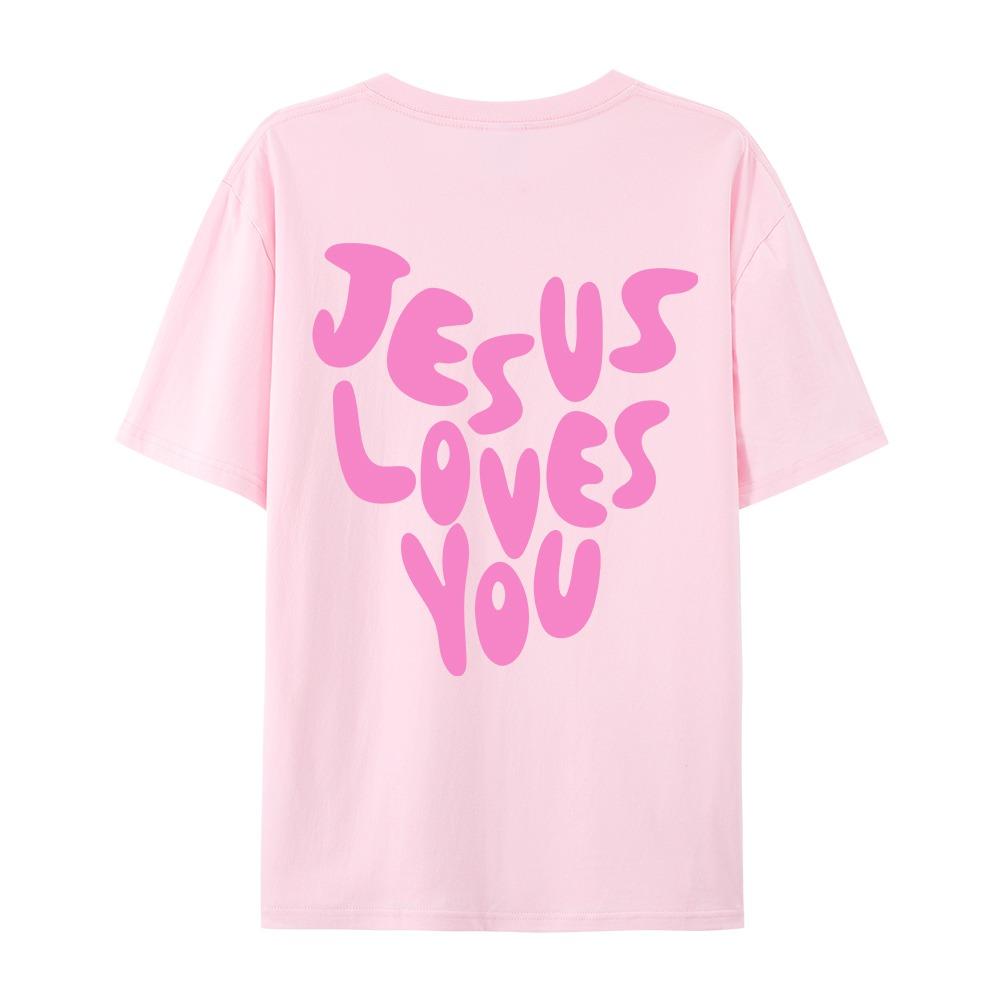 Jesus Loves Me Letter Prints Female Cotton T-Shirts Fashion O-Neck Oversize Tops Casual Loose Soft Short Sleeve Women Clothing