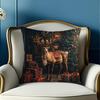 1pc Christmas Reindeer Design Double-Sided Printed Pillowcase - Ideal Holiday Decoration Gift - 45.72x45.72 Cm Square Cushion Cover - Suitable for Hom