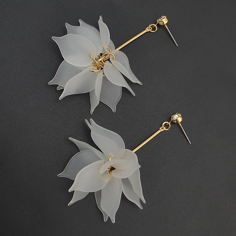 Luxury Full of Crystal Flower Earrings for Women Fashion Hollow Out Statement Drop Earrings Wedding Party Bridesmaid Jewelry
