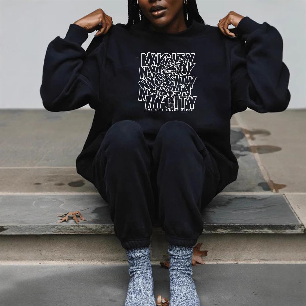 Trendy European Autumn Women's High Neck Loose Fit Long Sleeve Hoodie