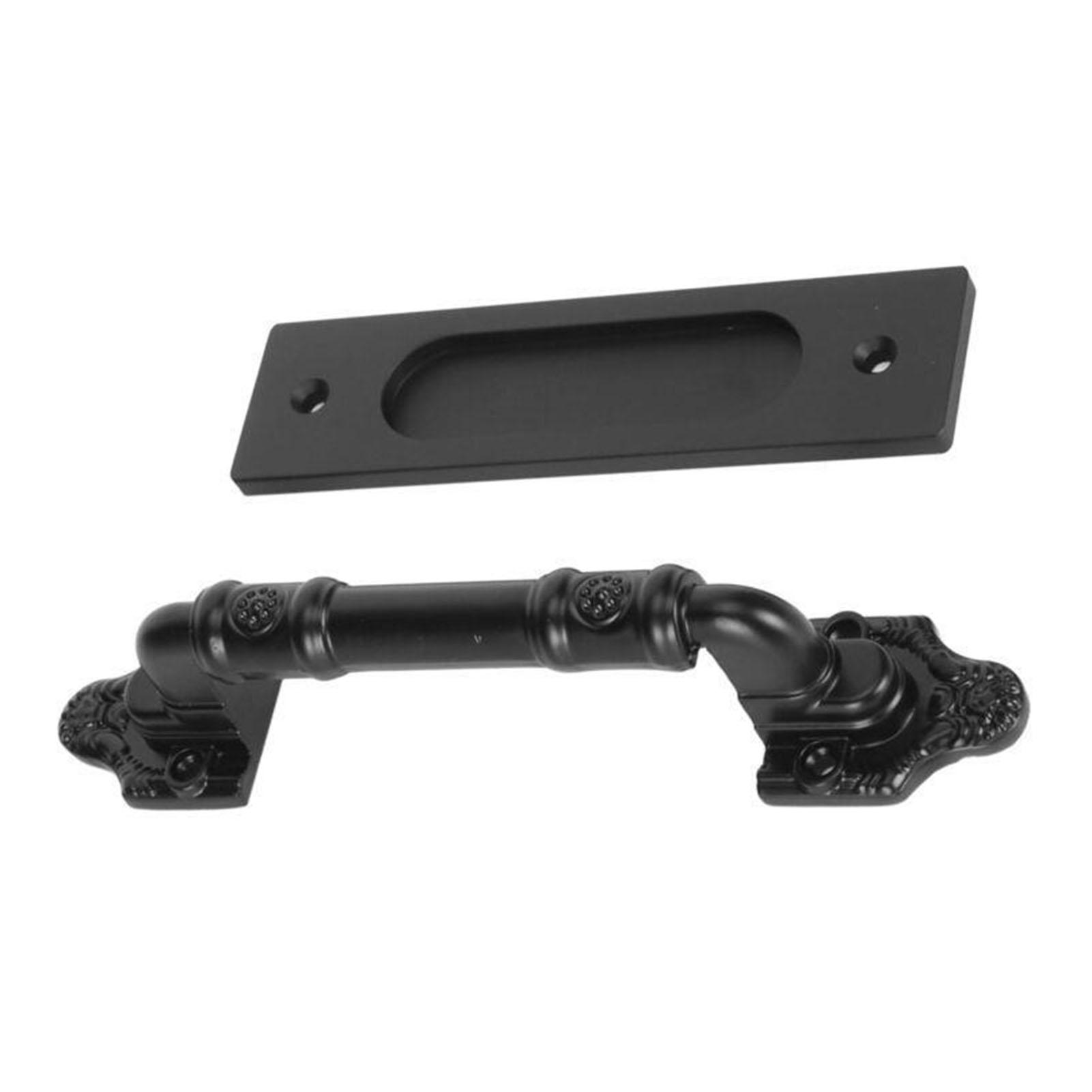 Ручка-скоба для раздвижной двери Сверхпрочная Черная Металлическая Скоба без пазов и Врезная ручка для амбарной двери