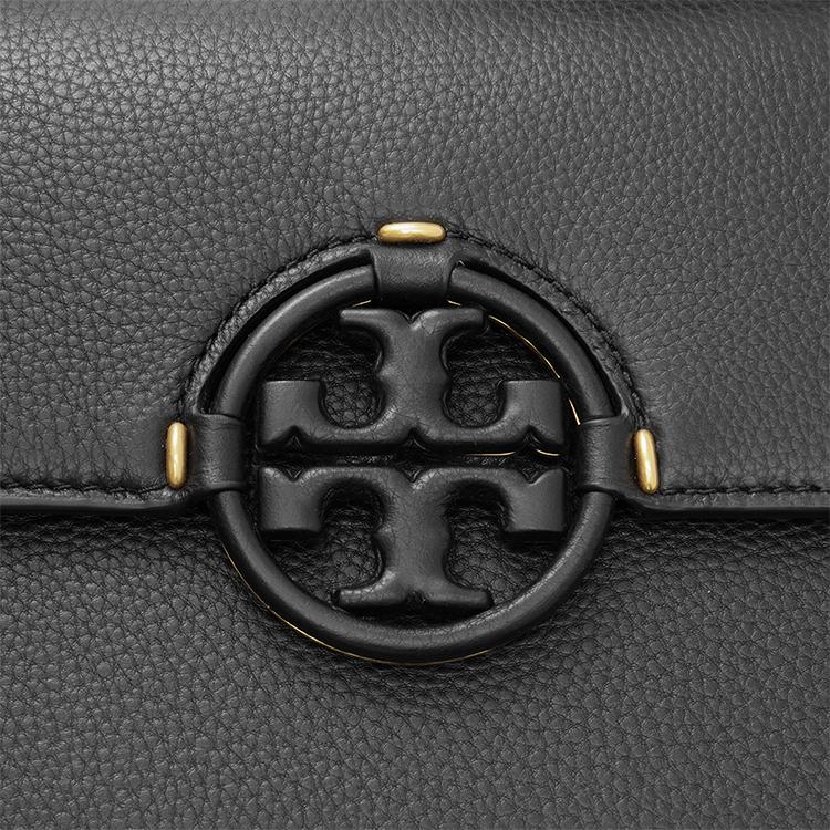 Tory Burch Miller Monochrome Logo Adjustable Shoulder Strap Leather Crossbody Bag Small Women Bags Black 91187-001