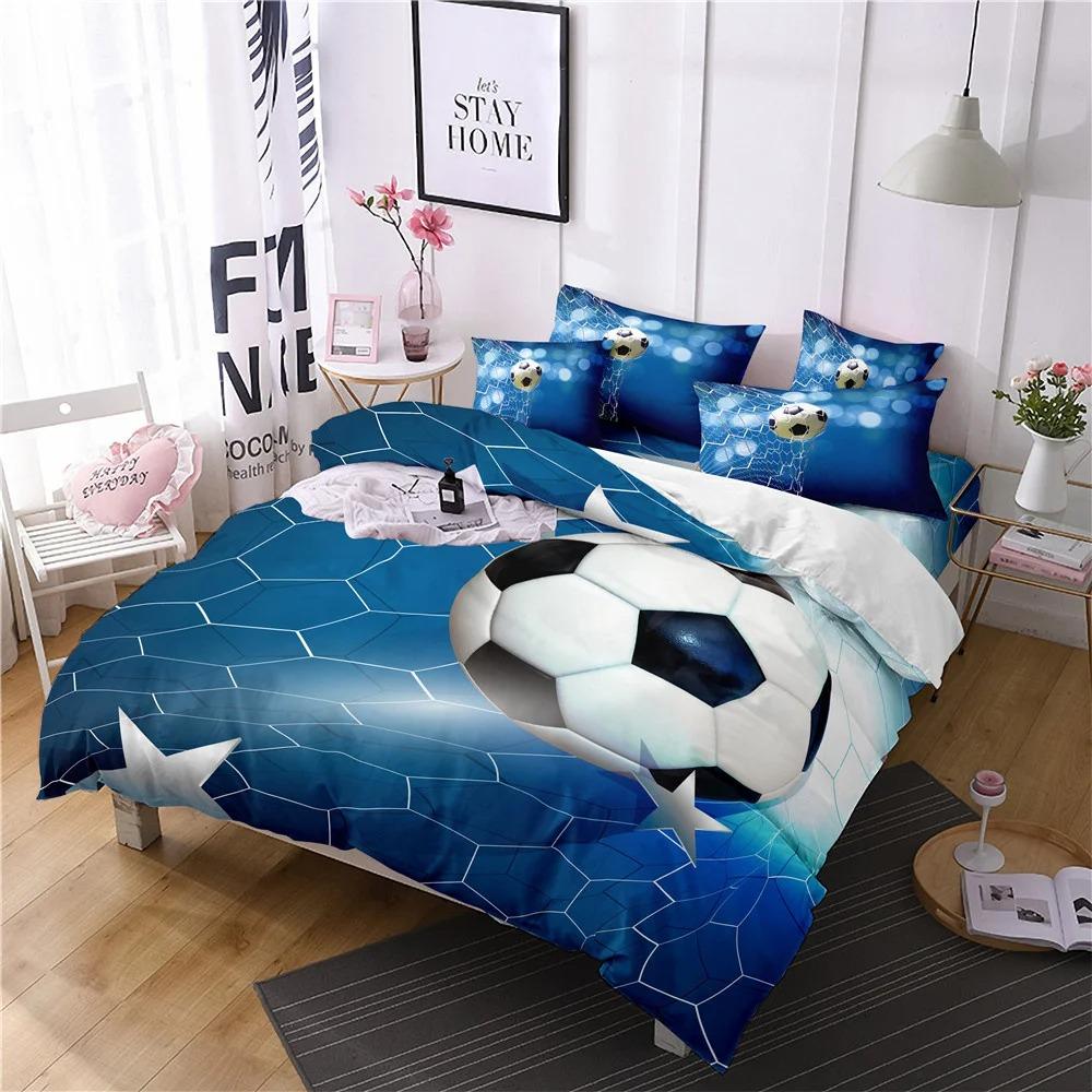 Duvet Pillowcase Football Sports Bedding Set HD Printing Bedroom Decoration for Children and Adults Home Boutique Gifts